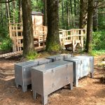 accessible washrooms and bear cages at San Josef Bay